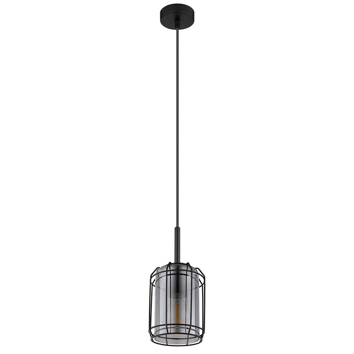 HÄNGELEUCHTE Metall Schwarz Rauchgrau - Schwarz, Glas (13/13/120cm) - Globo Lighting