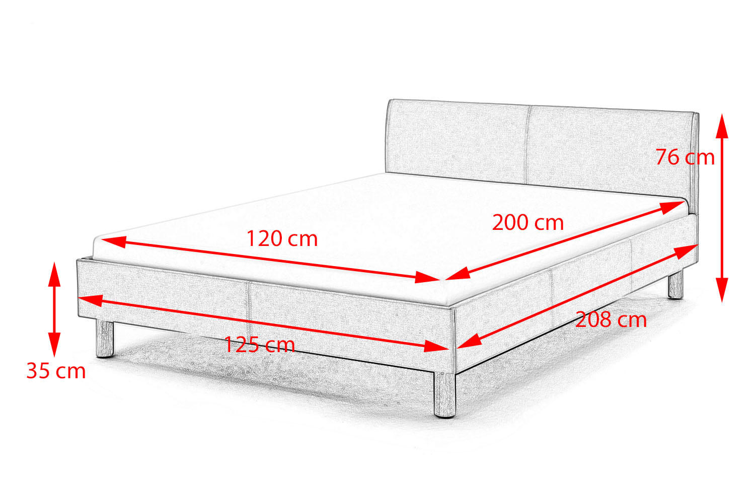 Thumbnail - Kawola Polsterbett, Grau, Textil, Eiche, 120x200 cm, Schlafzimmer, Betten, Polsterbetten