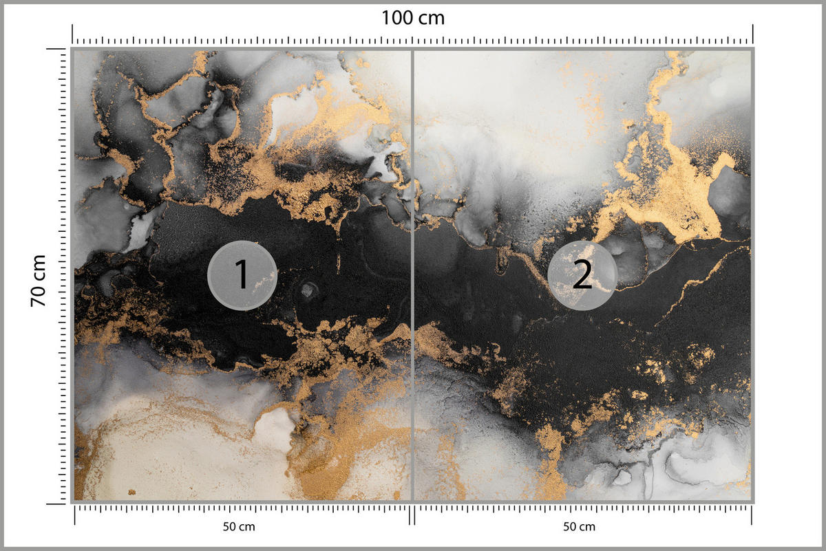 FOTOTAPETE für Wohnzimmer Marmor Klassisch Gold Akzente 100x70 - Gelb/Beige, Papier (100/70cm) - Muralo