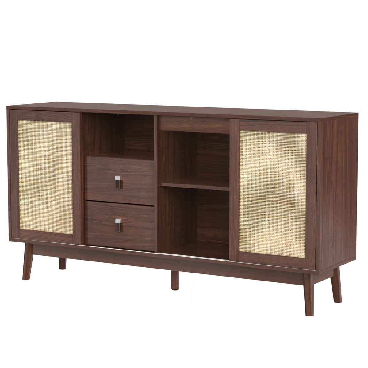SIDEBOARD 155/38/80 cm Dunkles Holz aus MDF und Spanplatte mit Schiebetüren - Nussbaumfarben, Holzwerkstoff (38/80/155cm) - OKMYHOME