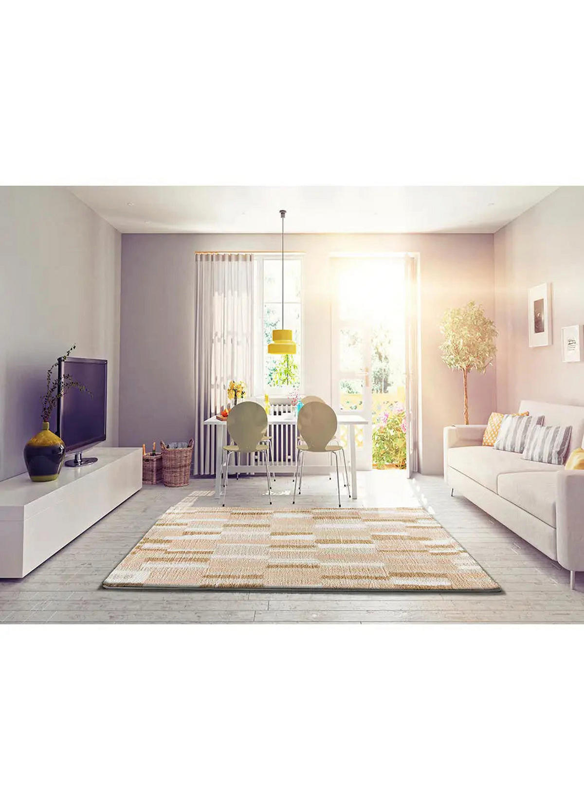 HOCHFLORTEPPICH Beige Serene Terra 133/190 cm - Beige, Naturmaterialien/Textil (133/190cm) - Atticgo