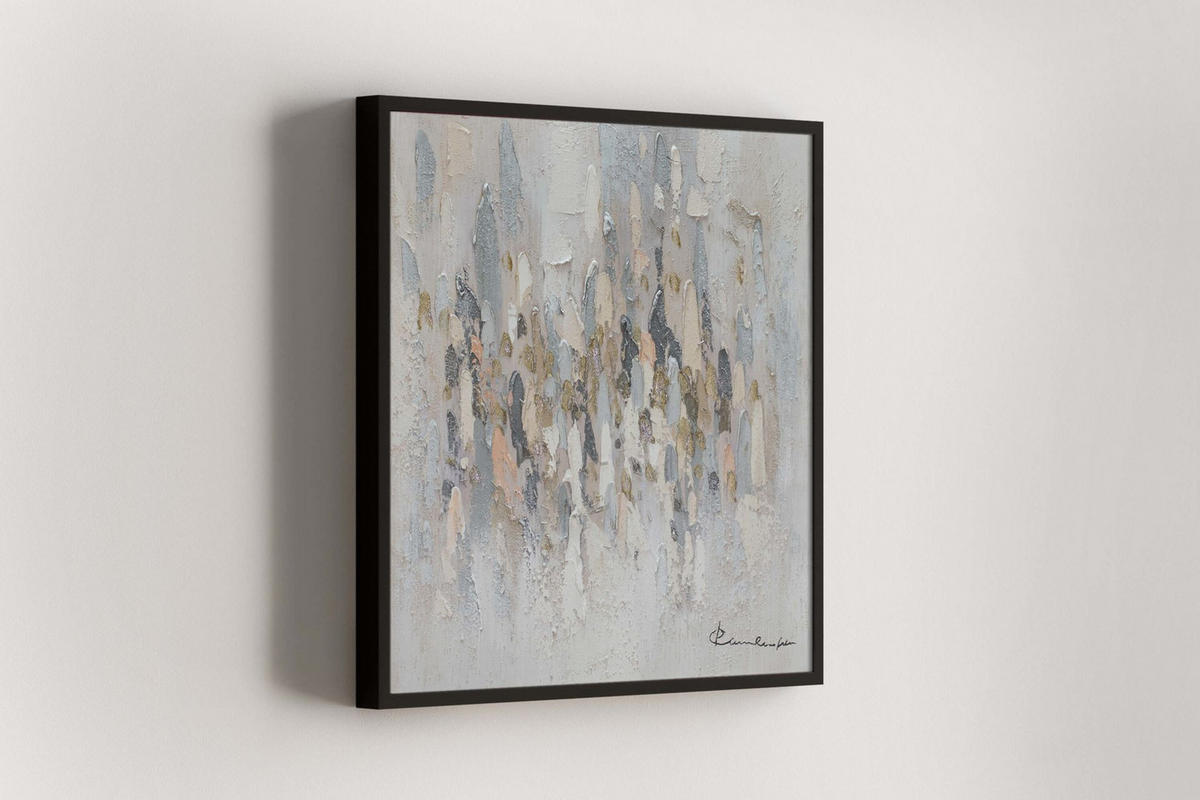 ACRYLBILD HANDGEMALT 60/60 cm - Beige/Grau, Holz/Textil (60/60cm) - KUNSTLOFT