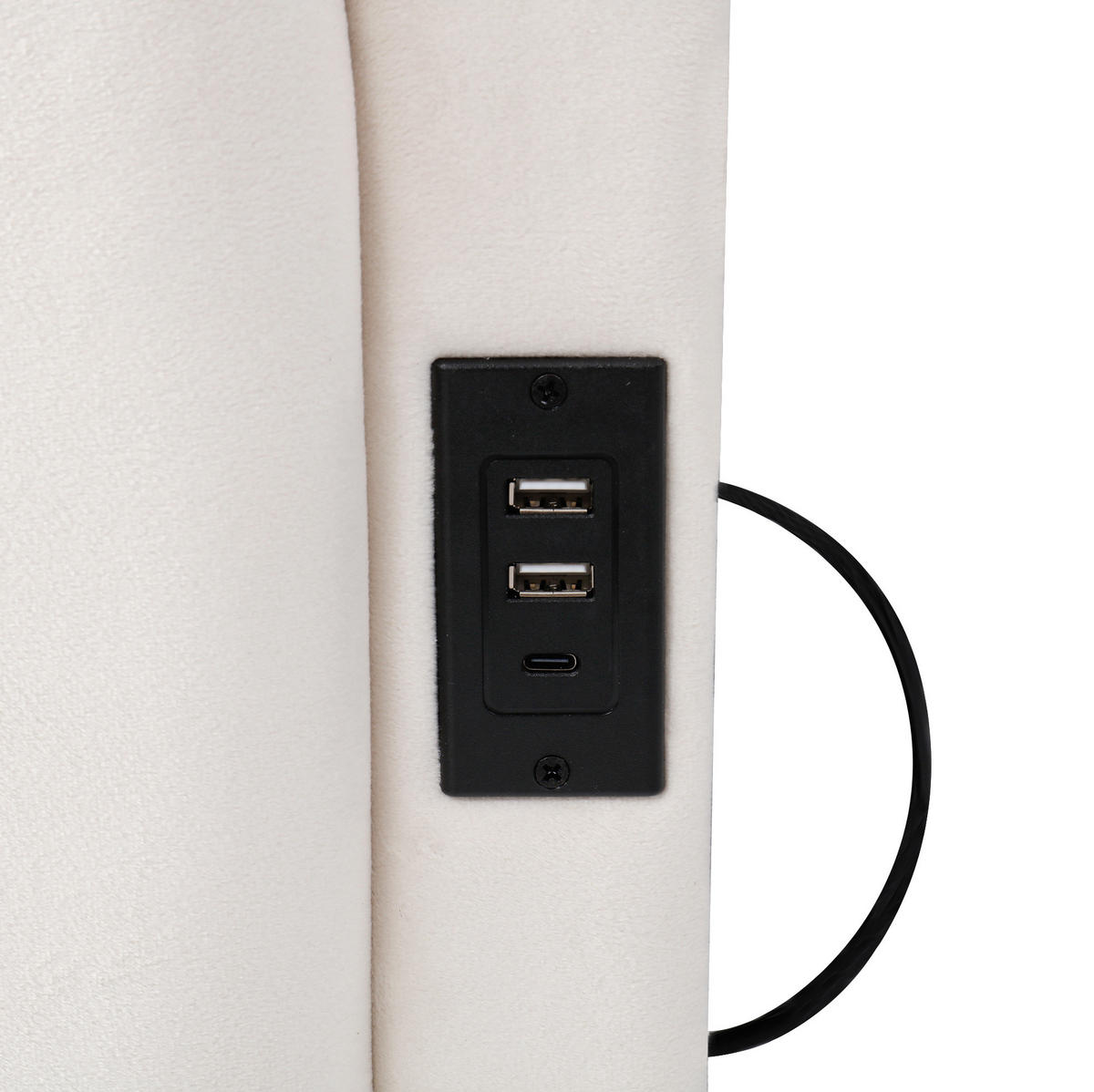POLSTERBETT 90/200 cm in Beige aus Samt mit Stauraum und USB- und Type-C-Anschlüssen - Beige, Textil (90/200cm) - Flora Grace