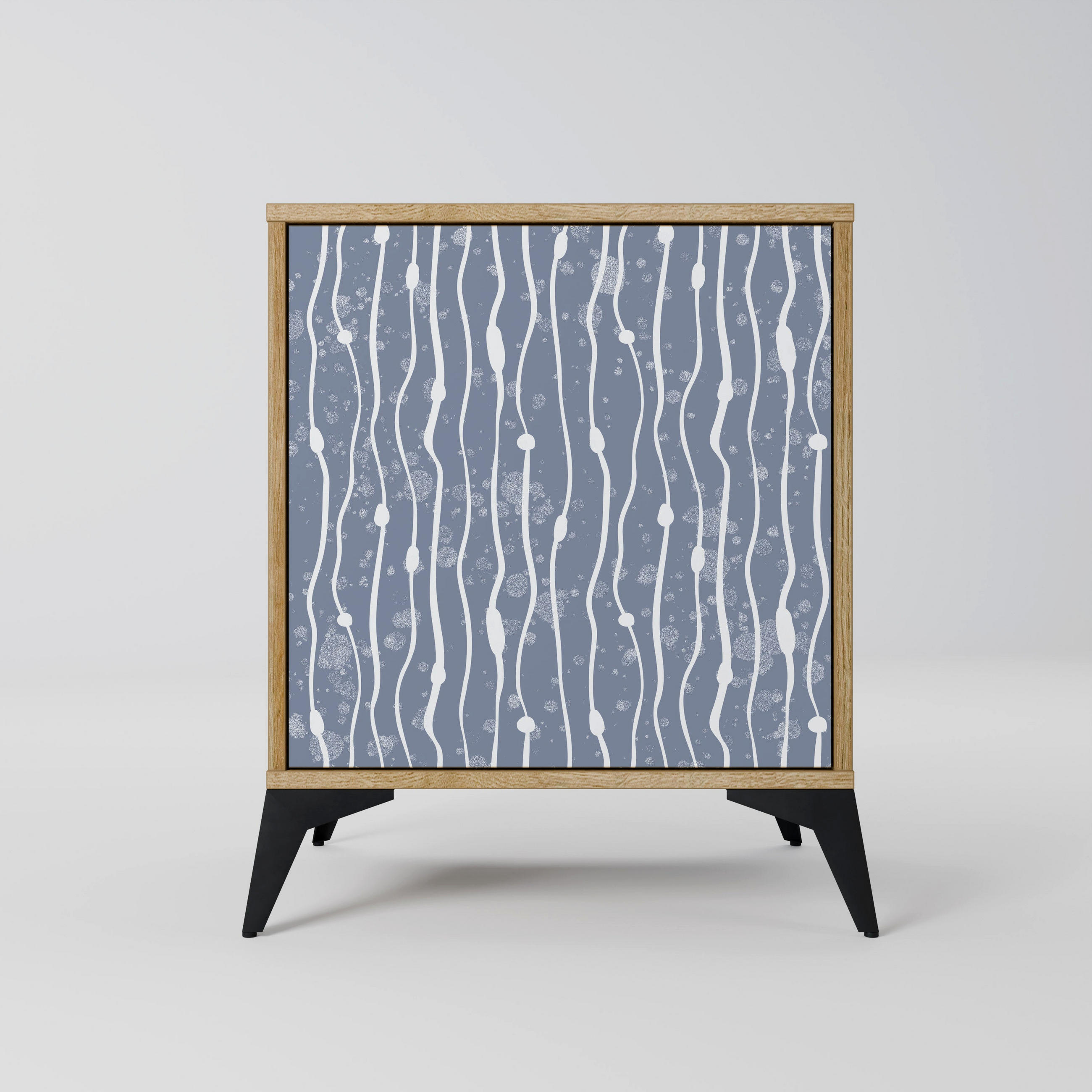 SIDEBOARD GRAPHITE RAIN, Eichefarben, 57,5x42x70,5 cm, Schwarze Metall-Sternfüße - Eichefarben/Multicolor, Holzwerkstoff/Metall (57.5/70.5/42cm) - SpaceRebels