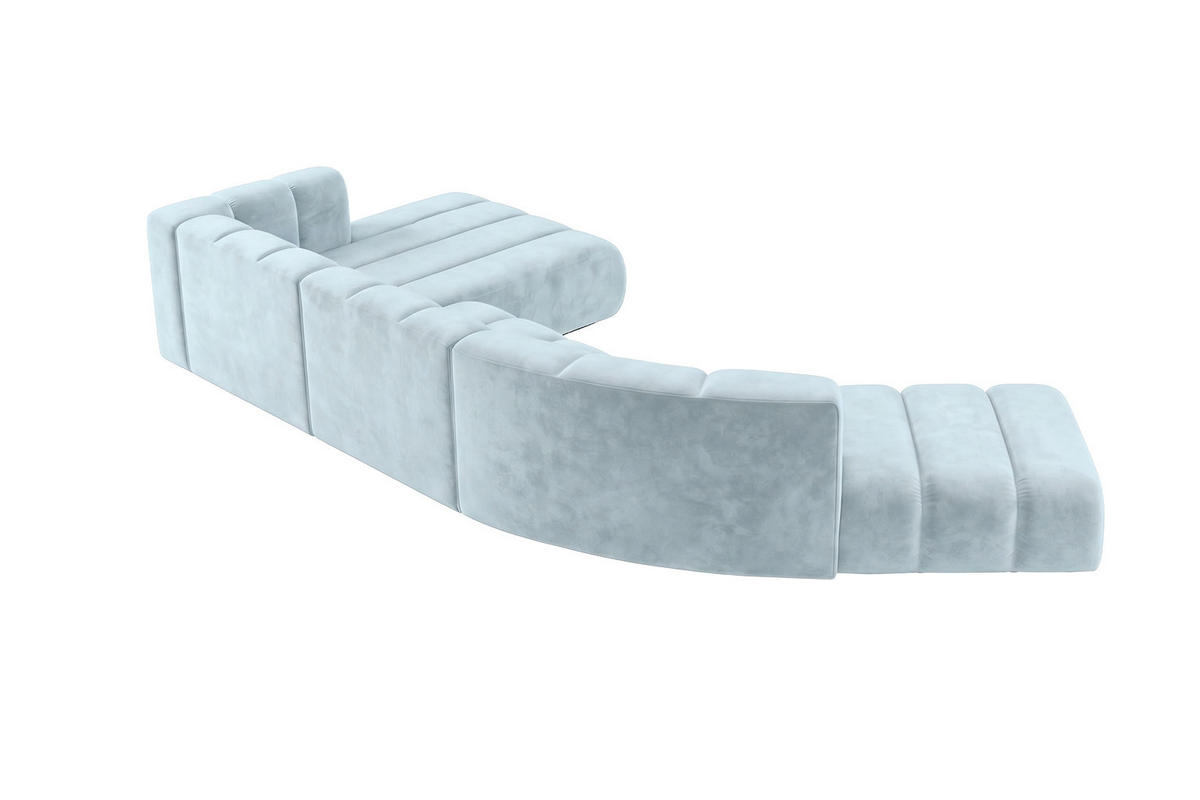 ECKSOFA Modulares In L-Form, Velvet-Stoff Riviera, Babyblau, Links, GRAND Round - Hellblau, Holz (445/179cm) - Kaiser Möbel