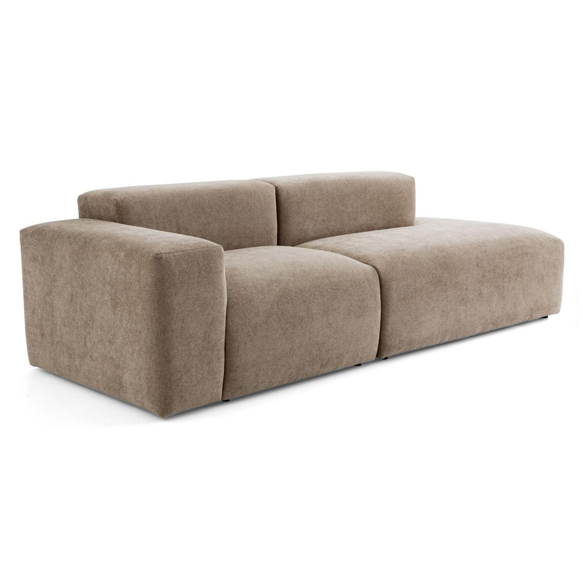 3-SITZER modulares Sofa HEAVEN SET 1 Rechts, Breite 255 cm Webstoff Braun - Schwarz/Braun, Holz/Kunststoff (102/71/255cm) - Muffo
