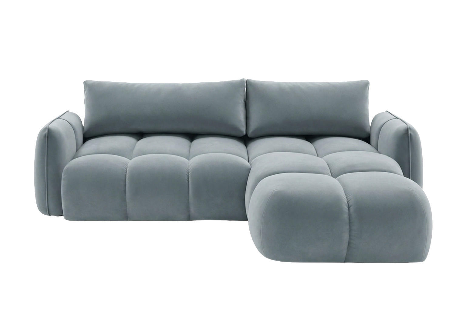 ECKSOFA L-Form Mit Schlaffunktion, Veloursstoff Bluvel, Blaugrau, Rechts, BELVEDER L - Blaugrau, Holz (250/168cm) - Kaiser Möbel