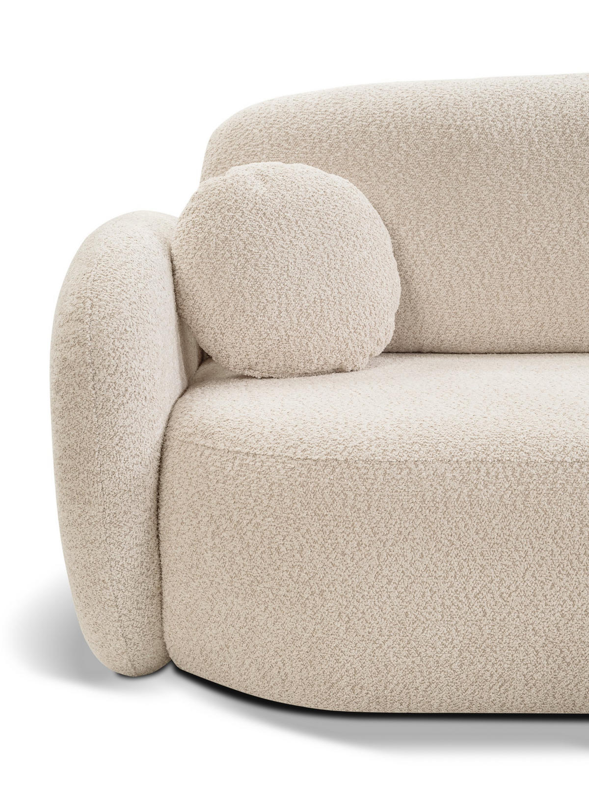 ECKSOFA AMICO R-S Beige Boucle-Stoff mit Schlaffunktion - Beige, Holz (248/174cm) - MASSENO