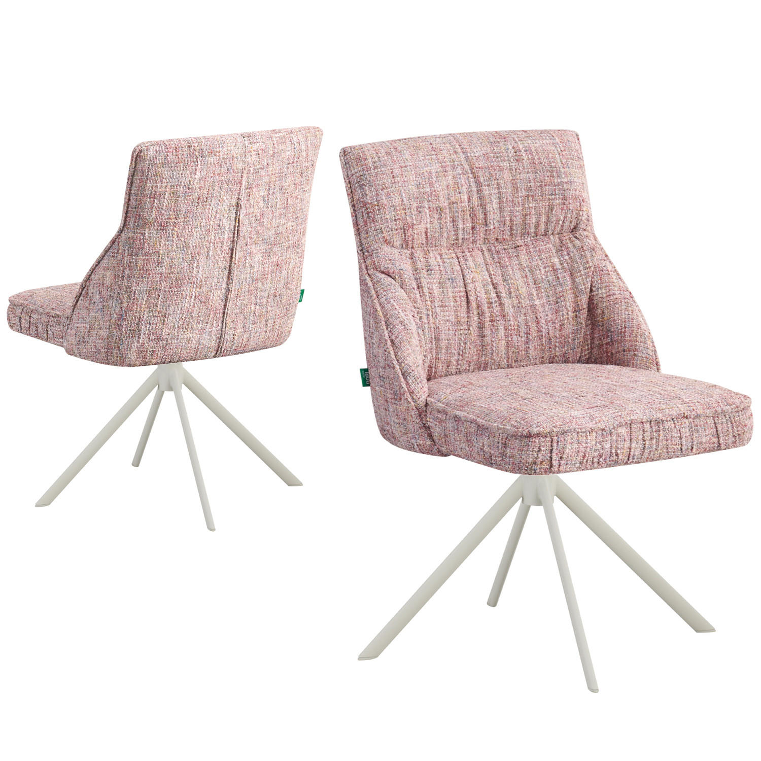 ESSZIMMERSTUHL LINNEA 2er-Set - Hellrosa/Weiß, Textil/Metall (49/84/62cm) - DUBI Möbel