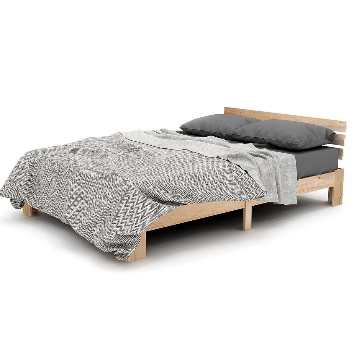 BETT 140/200 cm aus Massivholz in Natur mit Lattenrost - Naturfarben, Holz (140/200cm) - Flora Grace