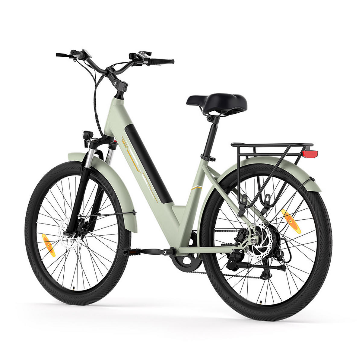 E-BIKE Grün – 100 km Reichweite, 250W Motor, Komfort & Sicherheit - Hellgrün, Metall (25cm) - Touroll