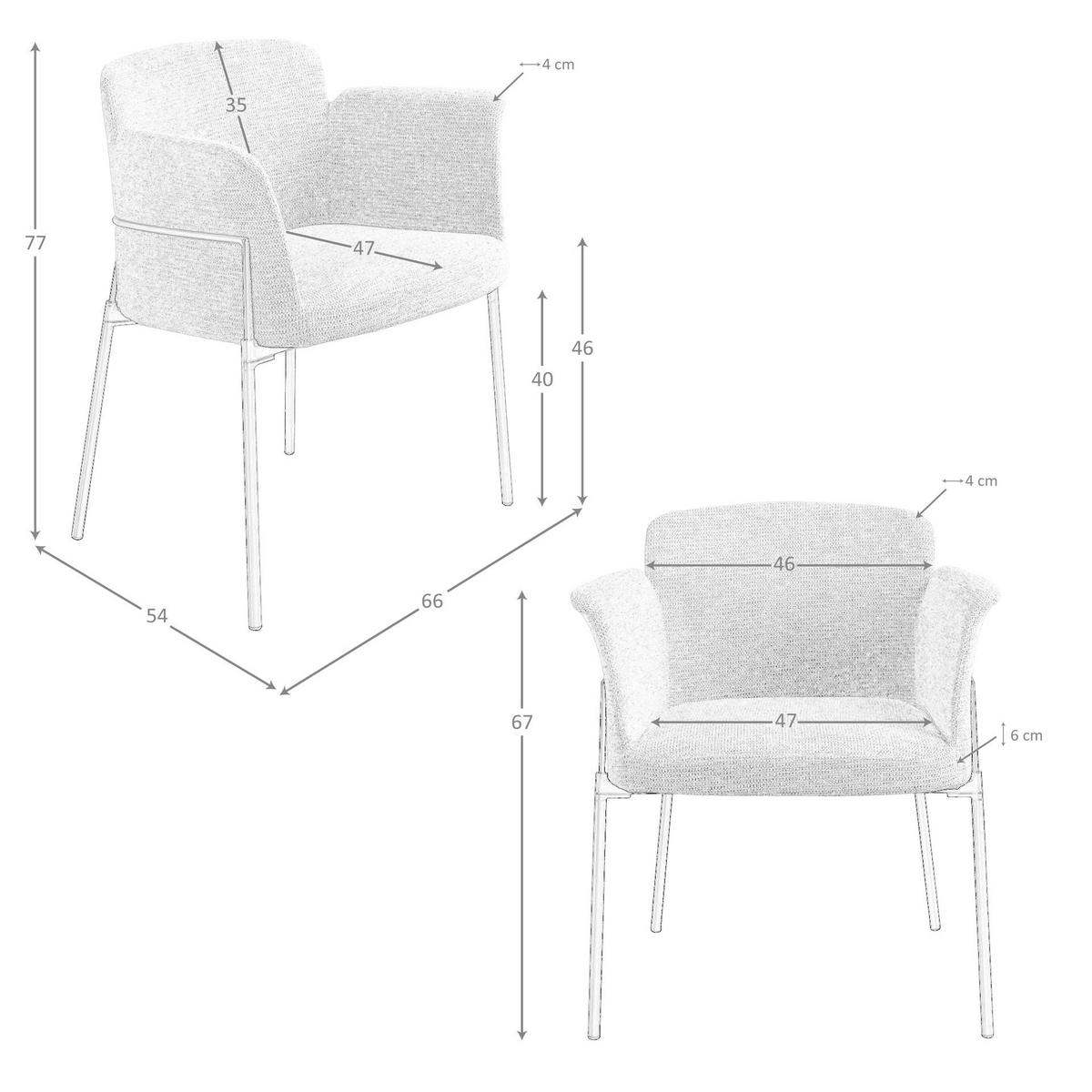 STUHL asymmetrisch Grau Stahl 66/54/77 cm - Grau, Textil/Metall (66/77/54cm) - ANGEL CERDA