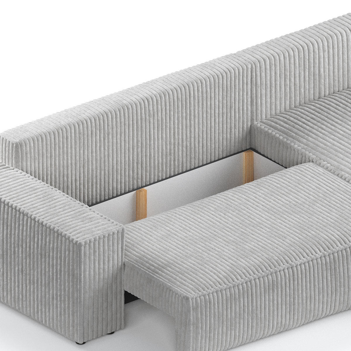ECKSOFA Maze Grau Plüsch - Rechts Seite - Schwarz/Grau, Holz/Holzwerkstoff (294/185cm) - Maison de Reve