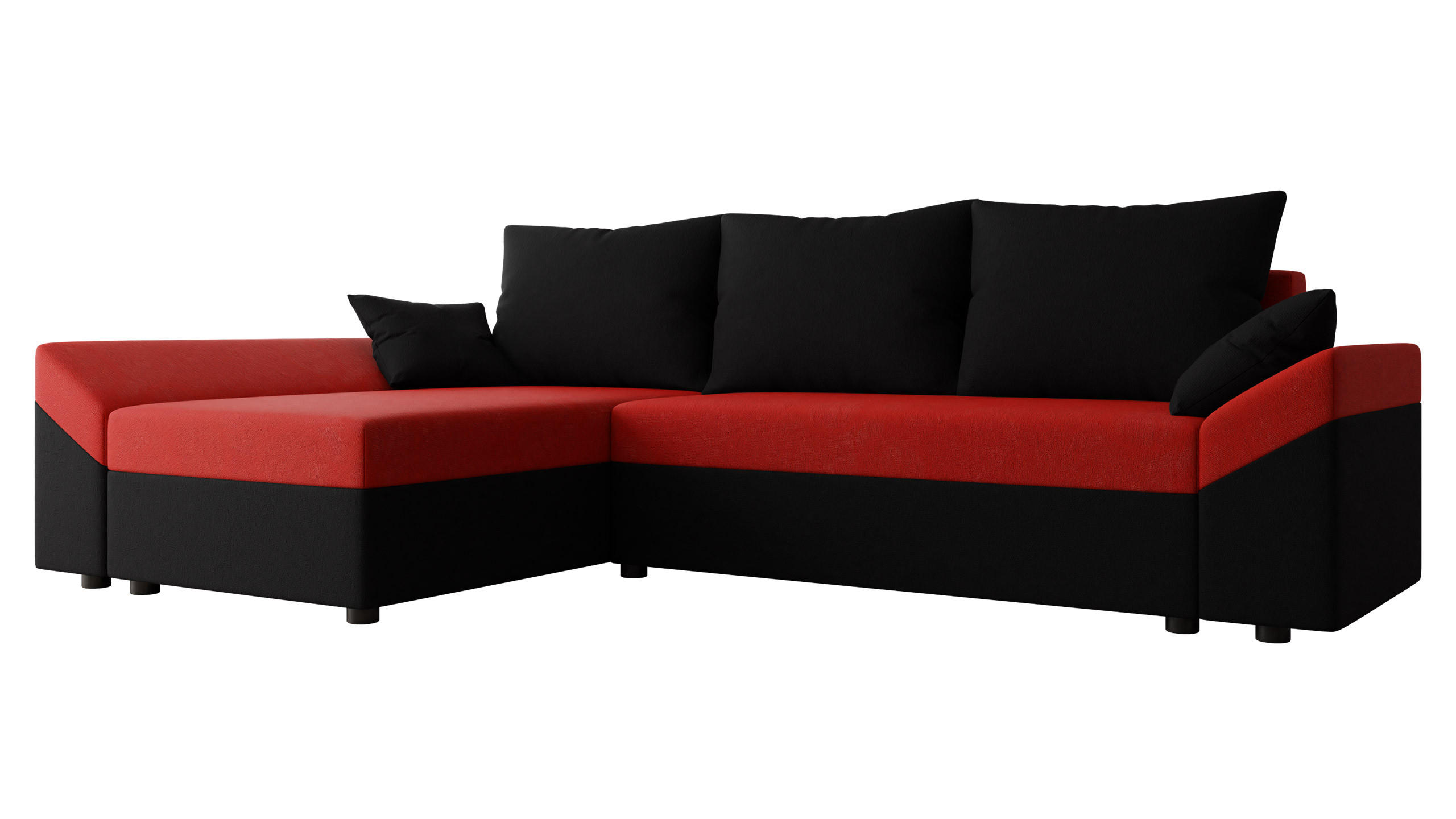 ECKSOFA Dante L - Rot/Schwarz, Holz/Kunststoff (240/140cm) - MIRJAN24