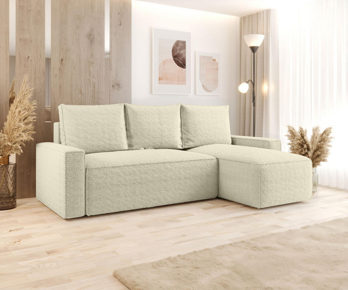 ECKSOFA mit Schlaffunktion SAVIO Quelle 02 Rechts - Ecru, Textil (232/140cm) - Bedante