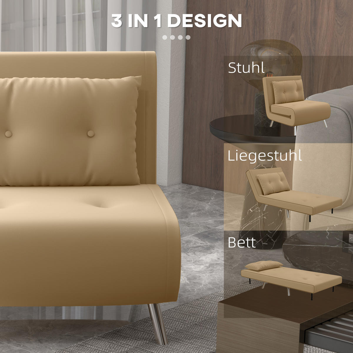 SCHLAFSESSEL, Samt, Stahl, Braun - Braun, Textil (88/83/77cm) - HOMCOM