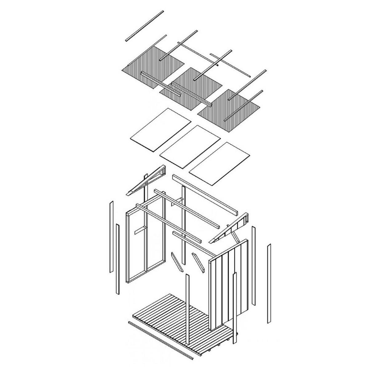 TIMBELA M984-CAVERN STEEL Prístrešok na drevo 2,54 m², prístrešok na palivové drevo s objemom ~4,4 m³ - sivá, drevo (118/220/215cm) - Timbela