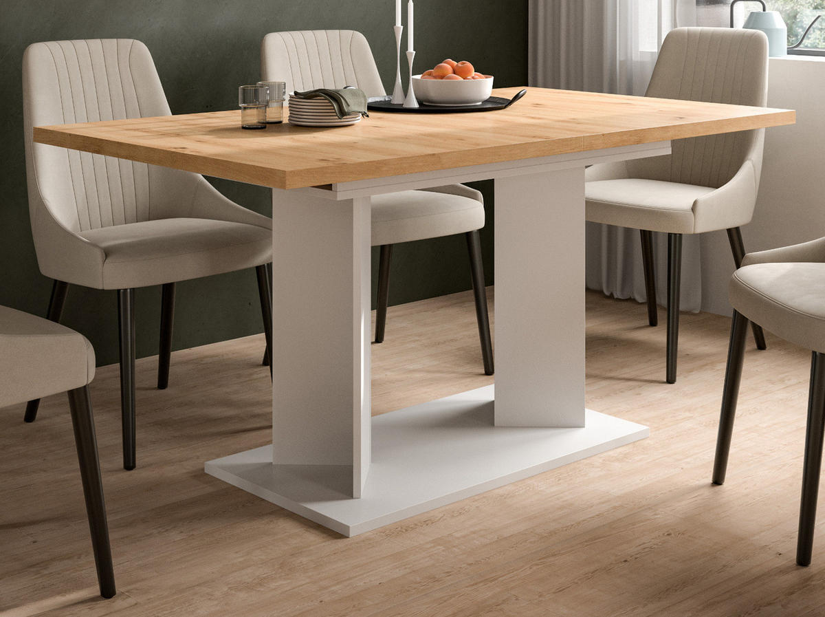 ESSTISCH Eiche Artisan, weiß 150 - 190 x 90 cm, Küchentisch ausziehbar - Eiche Artisan/Weiß, Holzwerkstoff (90/150/76cm) - Inn.Furn
