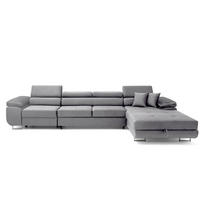 ECKSOFA ALONZO MAXI Rechts mit Schlaffunktion 125x195 Velours Grau - Silberfarben/Grau, Holz/Textil (203/350cm) - Muffo