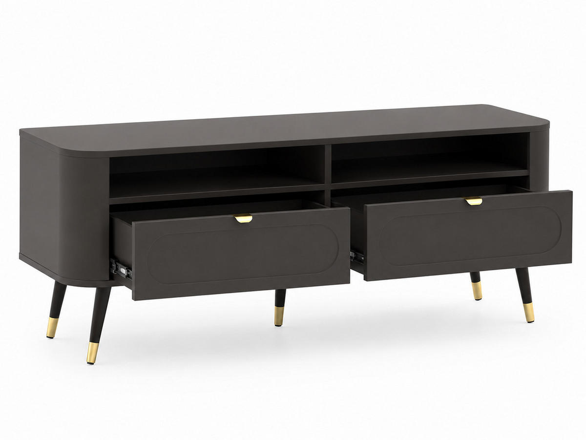 TV-SCHRANK: 2 Schubladen, Schwarz, 138,2 x 40 x 52,6 cm - Schwarz, Holzwerkstoff (138.2/52.6/40cm) - 3XE LIVING