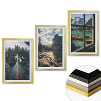 WANDBILDER 3er Set - 40x60 cm Goldrahmen - Brücke, Wald, See, Boote, Berge - Goldfarben, Kunststoff (40/60cm) - ArtPrintCave