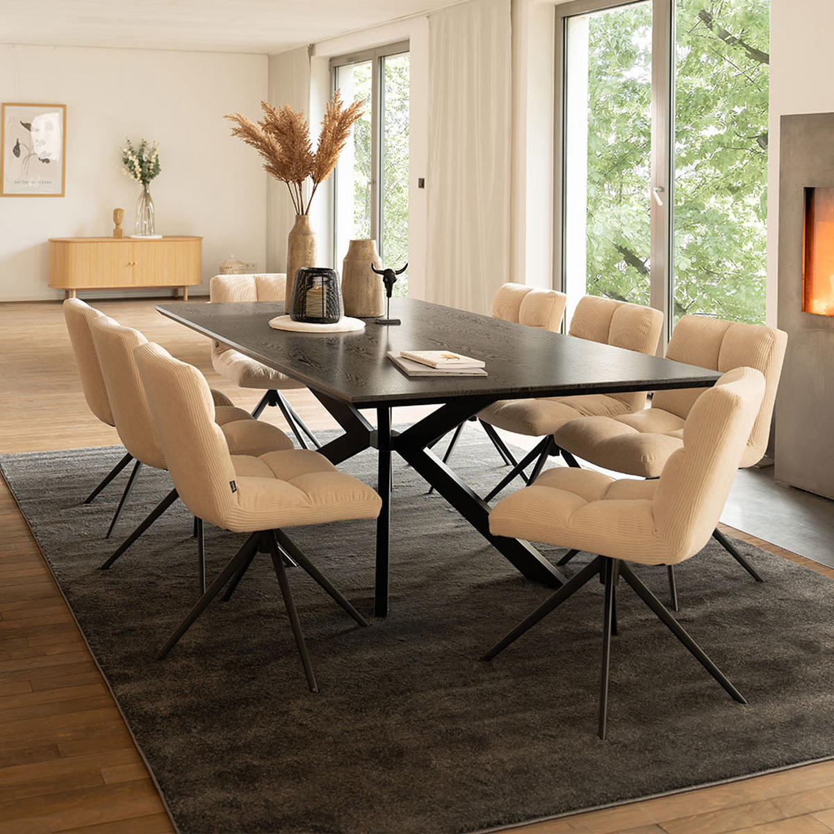 ESSTISCH ECKIG AVENCIA - Dark Oak, 160 x 100 cm - Schwarz, Holz (160/100/76cm) - Home Deluxe