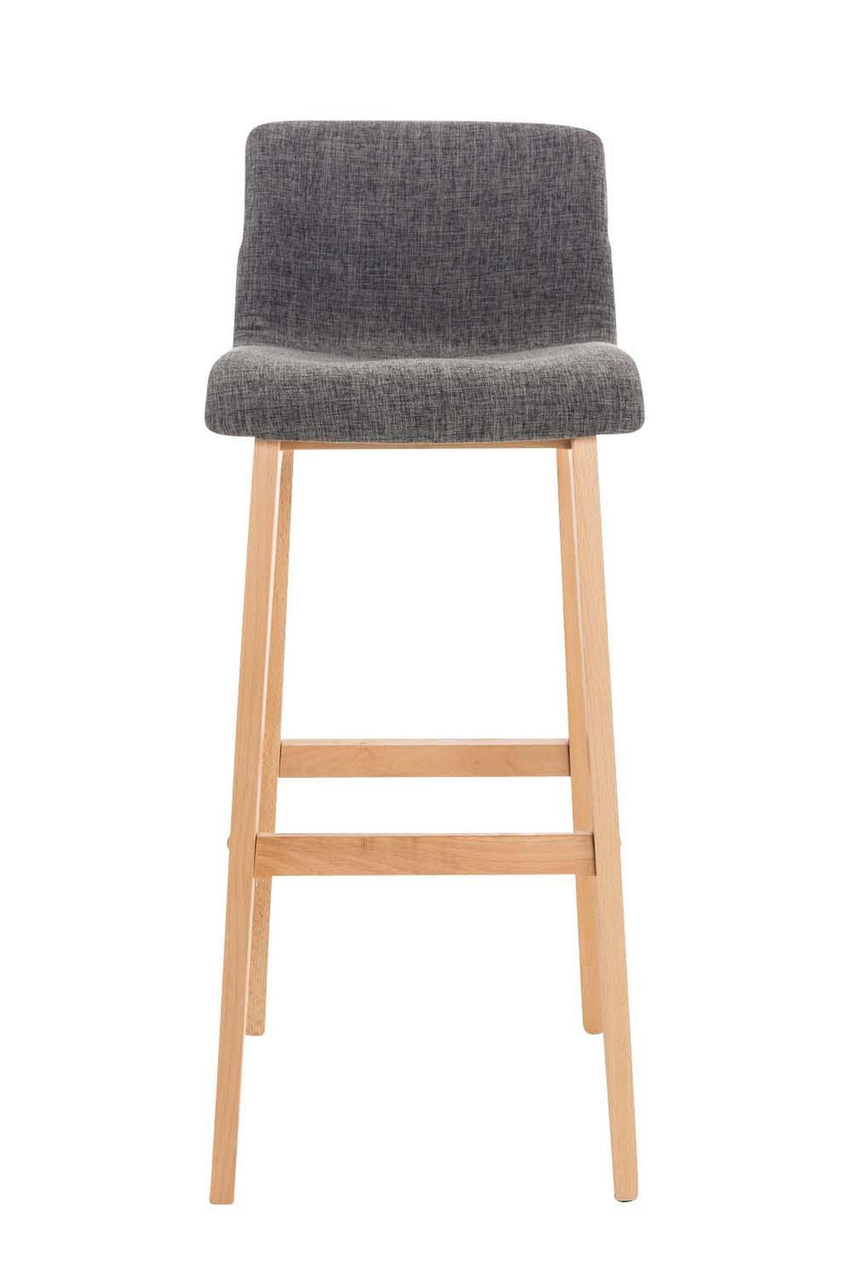 BARHOCKER Stoff hellgrau - Eukalyptusholzfarben/Hellgrau, Holz/Textil (41/101/46cm) - CLP