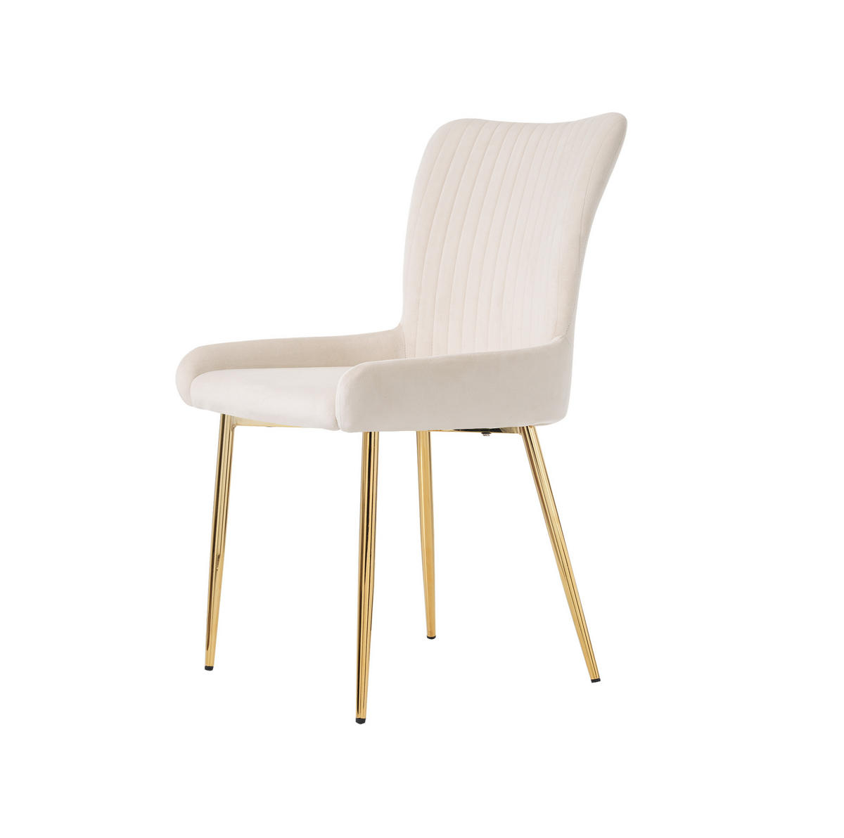 ESSZIMMERSTUHL 2er-Set Samt Beige mit goldfarbenen Metallbeinen - Beige, Metall (47/85/58cm) - Meubliv