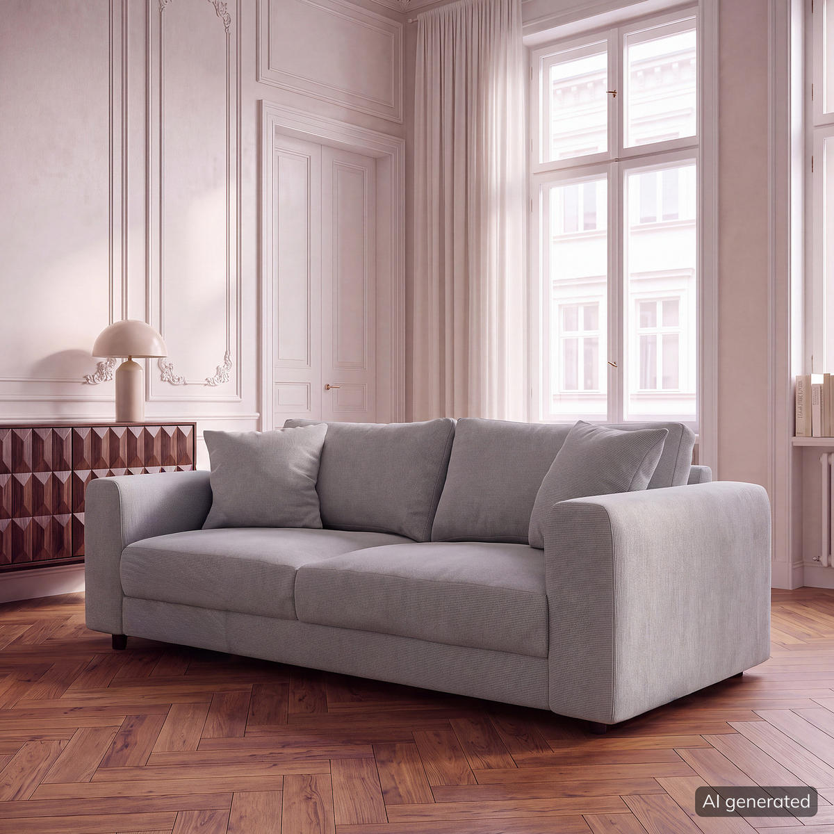 2,5-SITZER SOFA - Schwarz/Grau, Holz/Kunststoff (182/79/106cm) - home24
