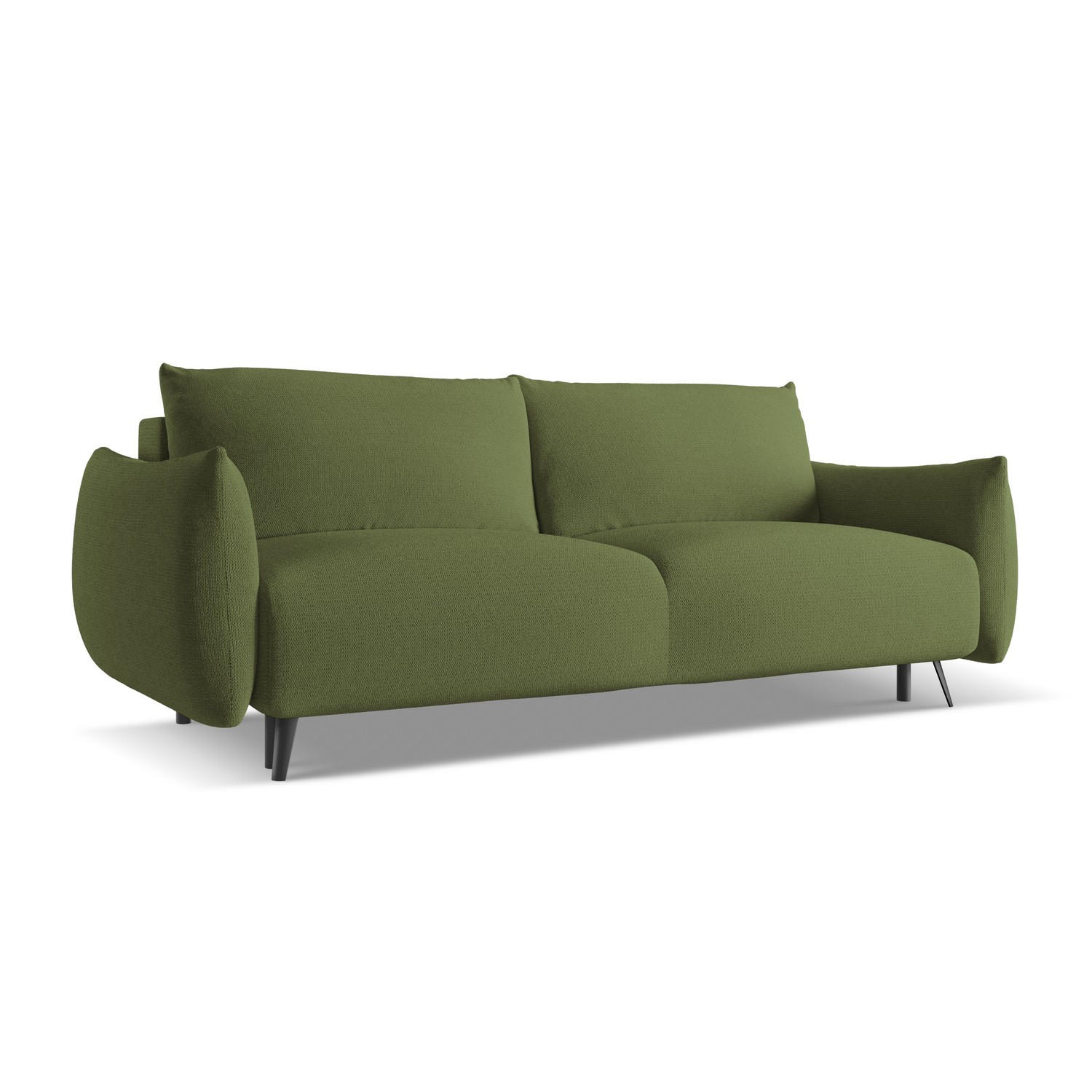 3-SITZER SOFA mit Schlaffunktion Chenille Stoff Grün - Dunkelgrün/Schwarz, Textil/Metall (230/86/105cm) - LaMiaSofa