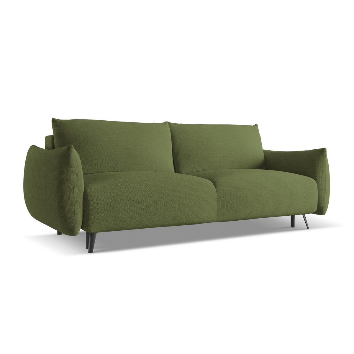 3-SITZER SOFA mit Schlaffunktion Chenille Stoff Grün - Dunkelgrün/Schwarz, Textil/Metall (230/86/105cm) - LaMiaSofa