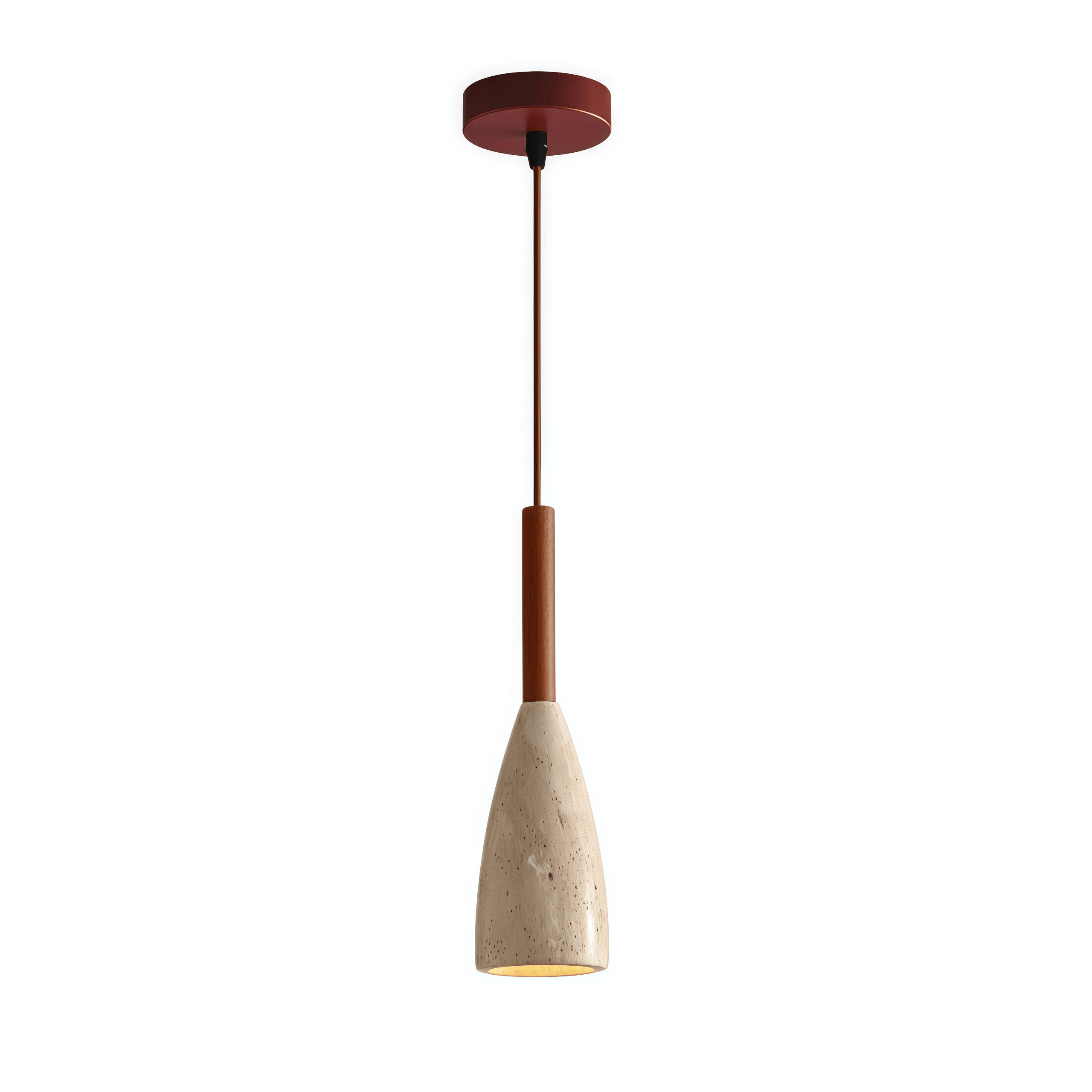 HÄNGELEUCHTE Linear Stein & Holz Modern, Braun - Gelb, Stein (12/37/10cm) - Authentics