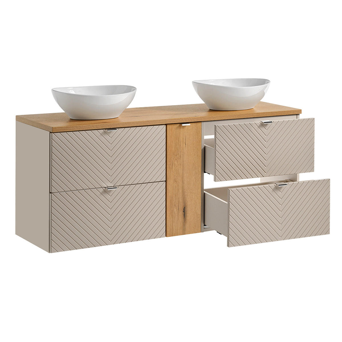 DOPPELWASCHTISCH 140.4cm Manoa Kaschmir - Beige, Holzwerkstoff (140.4/59/40cm) - Petits-meubles