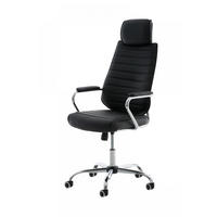 CHEFSESSEL Lederlook Schwarz - Chromfarben/Schwarz, Textil/Metall (59/117/57cm) - CLP