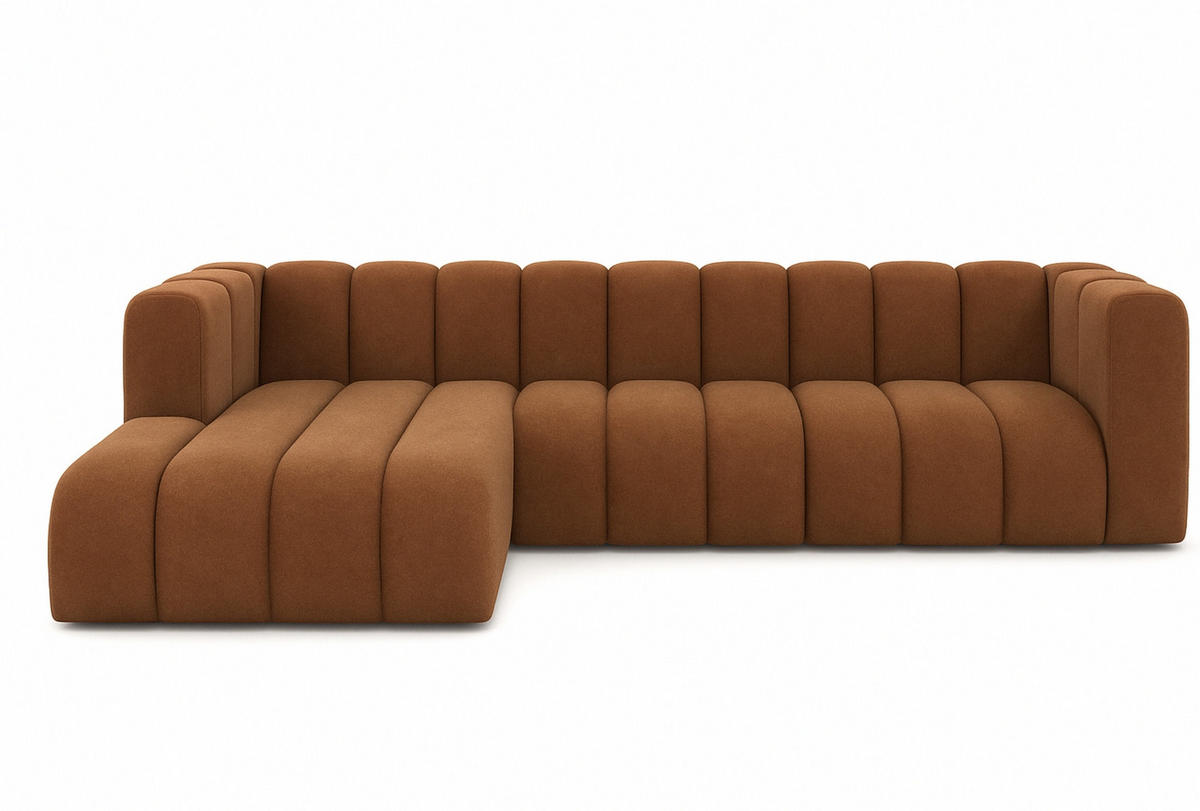 ECKSOFA L-Form GRAND 318 cm, Stoff Salvador, Dunkelbraun, Links - Dunkelbraun, Holz (318/179cm) - Kaiser Möbel