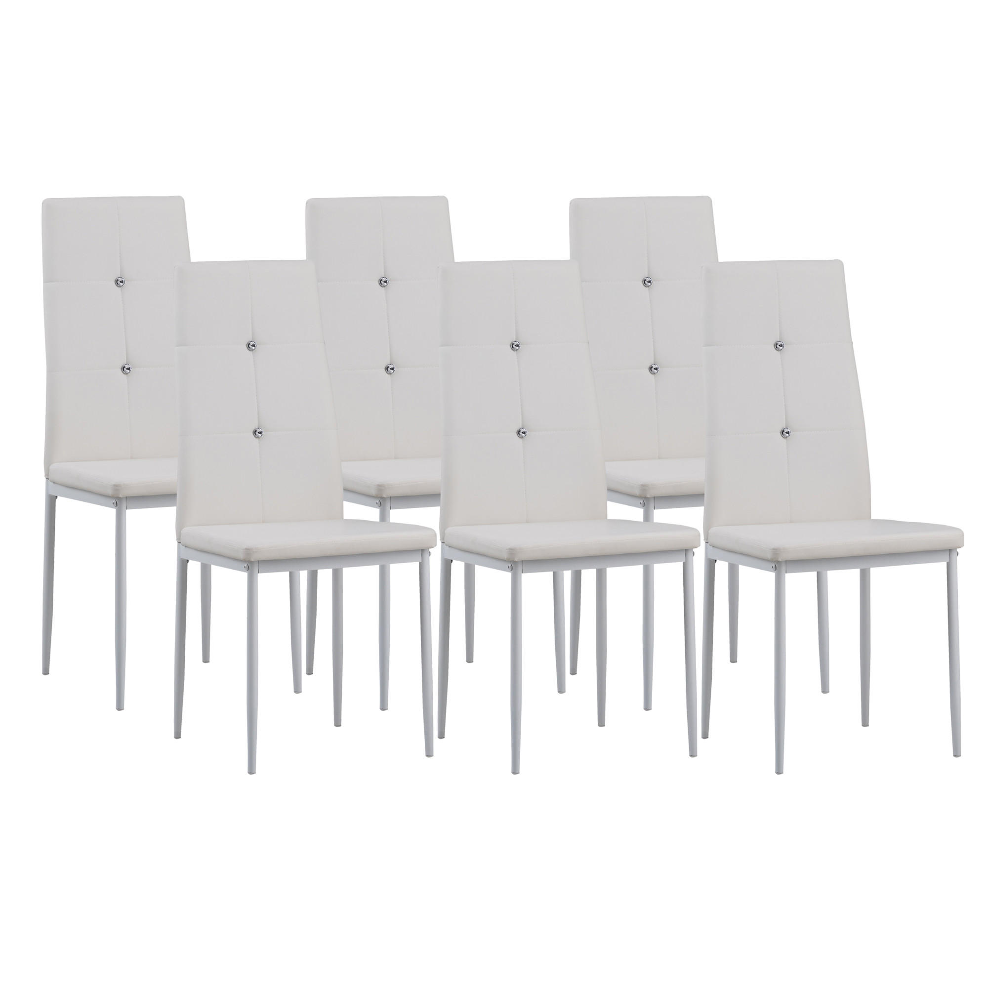 STUHL DIAMOND Lederimitat Metallbeine 6er Set Weiss - Weiß, Kunststoff/Metall (42/98/40cm) - Albatros