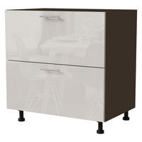 SCHUBLADENUNTERSCHRANK Brerra D2A/80/1A Korpus lava / Front RAL 9001 creme Hochglanz 80 / 50 / 82 cm - Dunkelgrau/Creme, Holz/Holzwerkstoff (80/82/50cm) - Feldmann-Wohnen