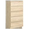 KOMMODE NUDO 70/124,5/39cm mit 5 Schubladen Türen Sonoma Eiche - Sonoma Eiche, Holzwerkstoff (70/124.5/39cm) - MASSENO
