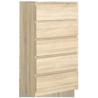 KOMMODE NUDO 70/124,5/39cm mit 5 Schubladen Türen Sonoma Eiche - Sonoma Eiche, Holzwerkstoff (70/124.5/39cm) - MASSENO