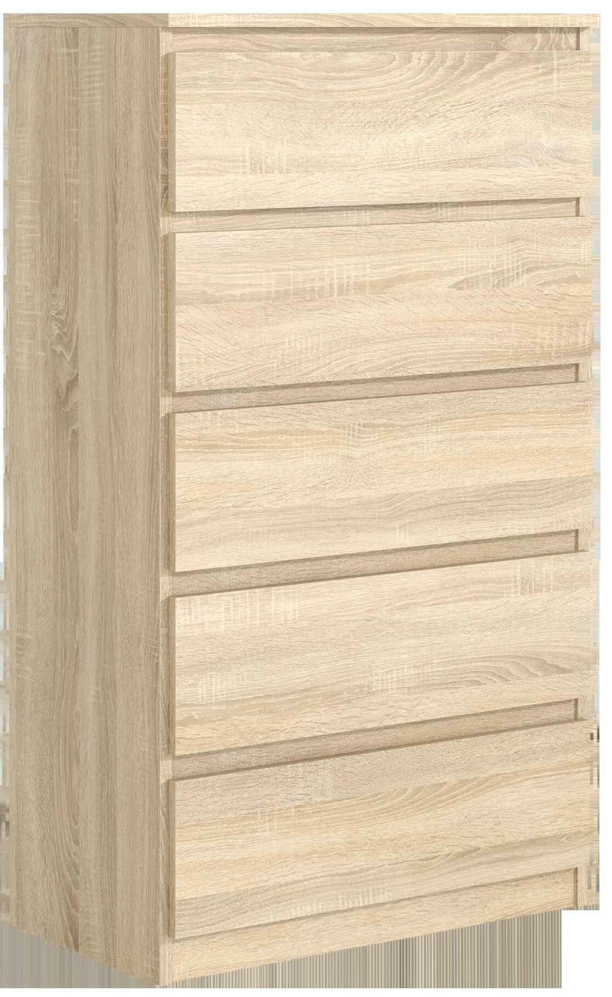 KOMMODE NUDO 70/124,5/39cm mit 5 Schubladen Türen Sonoma Eiche - Sonoma Eiche, Holzwerkstoff (70/124.5/39cm) - MASSENO