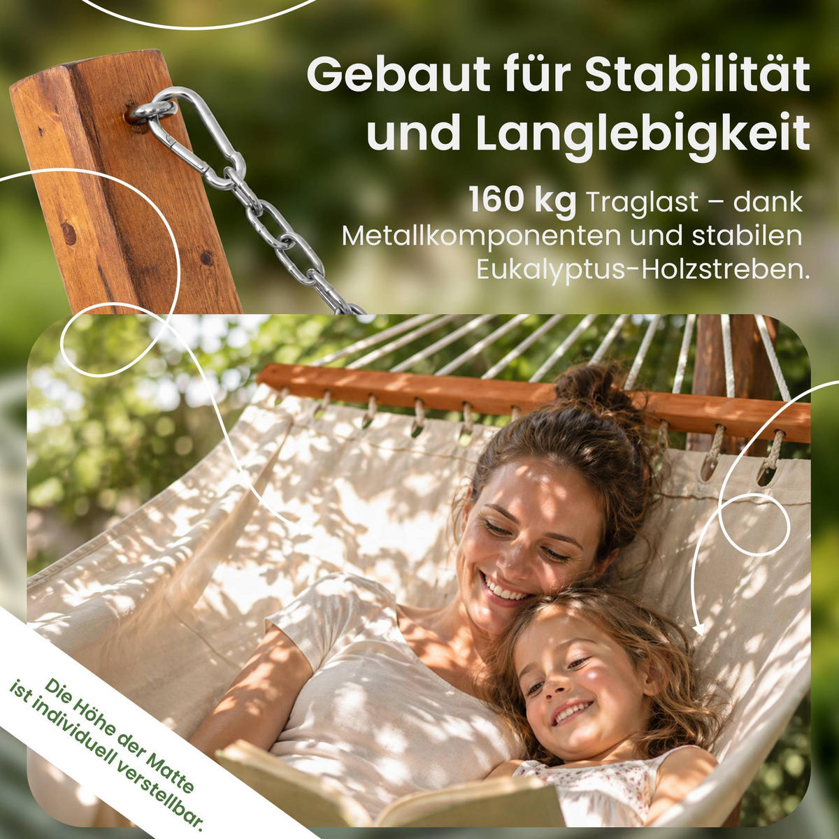 HÄNGEMATTE Holz Creme - Creme, Holz (318/122/118cm) - CLP