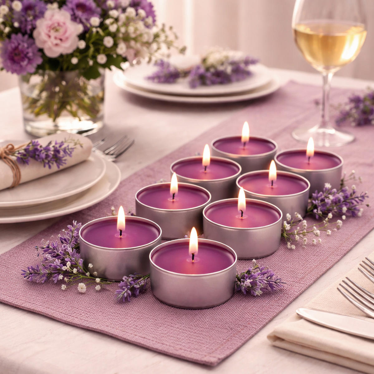 TEELICHT mit Duft - Brombeere - 36er Pack - Brombeere, Naturmaterialien (4/1.5/4cm) - HS Candle