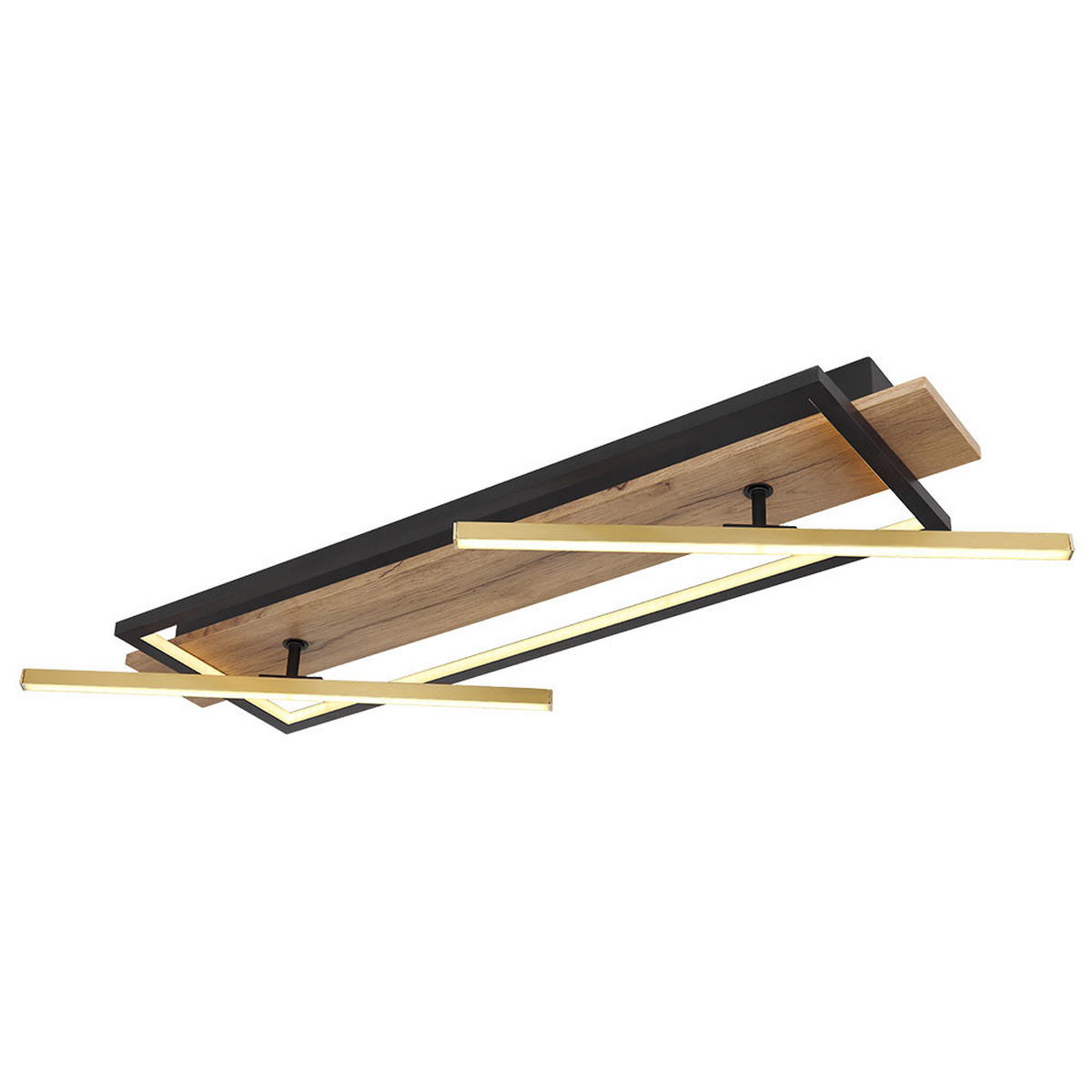 LED DECKENLEUCHTE Holz Schwarz Messing - Schwarz, Metall (81.5/40.5/9cm) - Globo Lighting