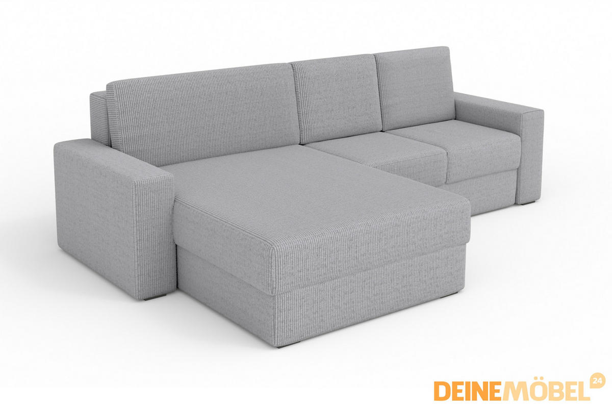 ECKSOFA TOCO XL 275/170 cm in Cord Hellgrau rechts - Hellgrau, Holz/Holzwerkstoff (275/170cm) - Deine Möbel 24