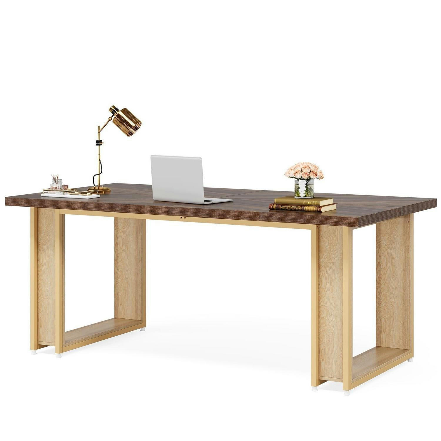 SCHREIBTISCH 160 cm mit Kufengestell Holzoptik Braun - Braun, Holzwerkstoff (80/160/75cm)