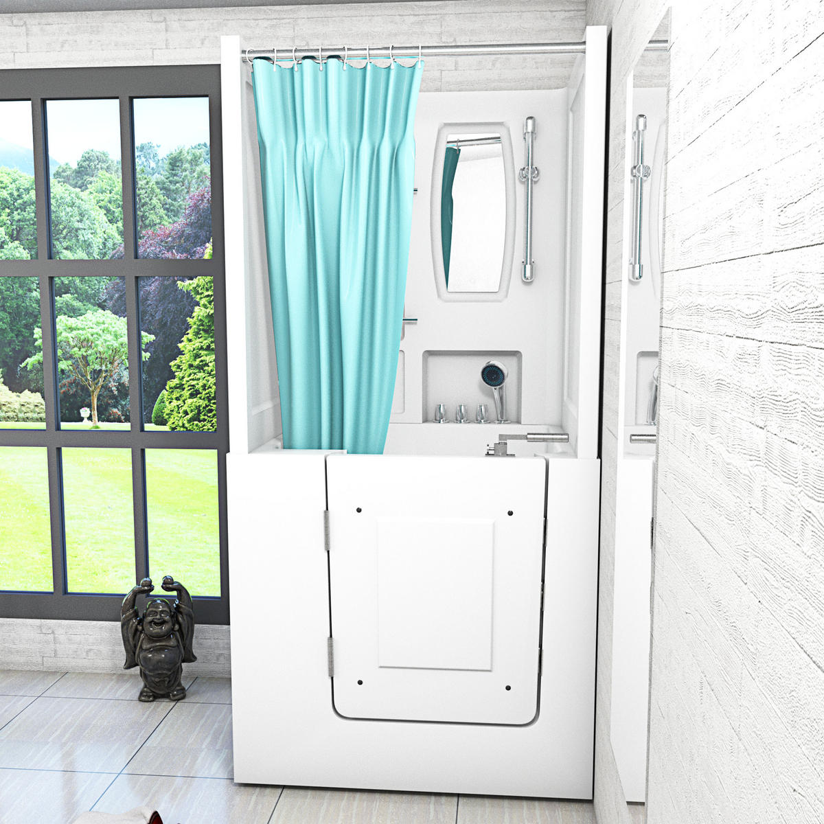 SENIORENDUSCHE S02D-TH-C-L Weiß - Weiß, Glas/Kunststoff (100/78/205cm) - AcquaVapore by Sandra Jentho