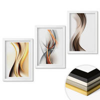 WANDBILDER 3er-Set - 20x30 cm Weißer Rahmen - Gelbgrau-braune Wellen - Weiß, Kunststoff (20/30cm) - ArtPrintCave