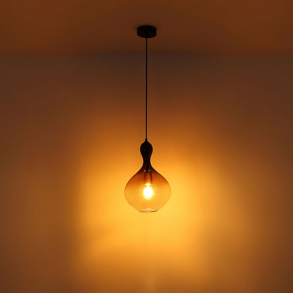 LED HÄNGELEUCHTE Metall Schwarz-Gold - Schwarz, Glas (23/23/120cm) - Globo Lighting