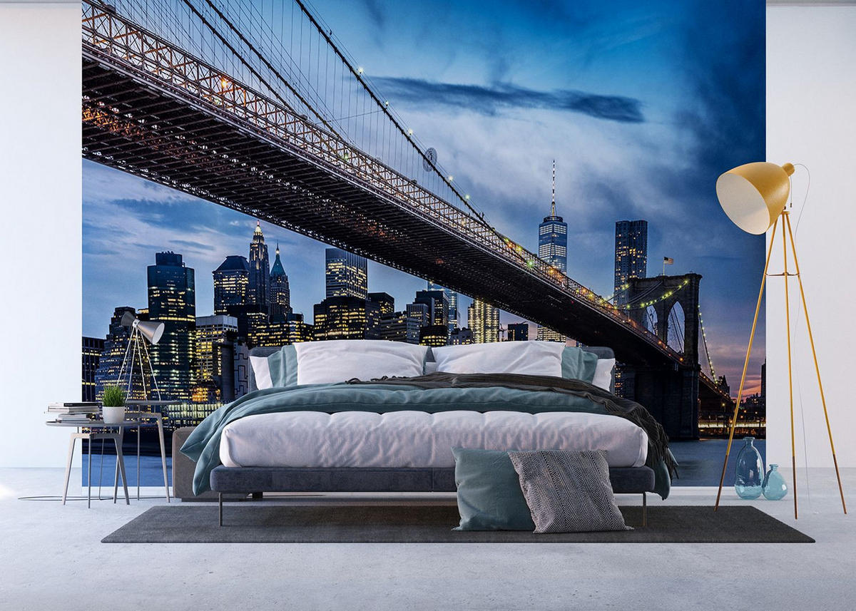 FOTOTAPETE Skyline von New York 375 x 270 cm - Blau, Papier (375/270cm) - Sanders & Sanders