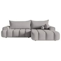 ECKSOFA Dandelino Grau mit Samtbezug, rechts - Schwarz/Grau, Kunststoff/Textil (275/168cm) - Selsey